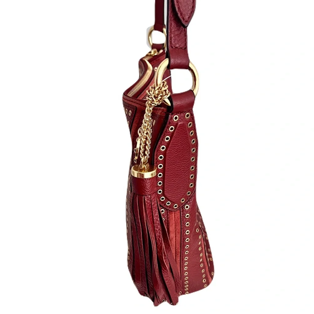 NWT Michael Kors Brown ‘Brooklyn Grommet Leather Feed Bag’ Crossbody in “Brick”